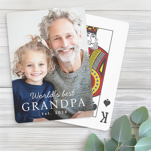 Das weltbeste Großvater-Foto im letzten Jahr Spielkarten (World's best grandpa grandfather est year photo poker cards)