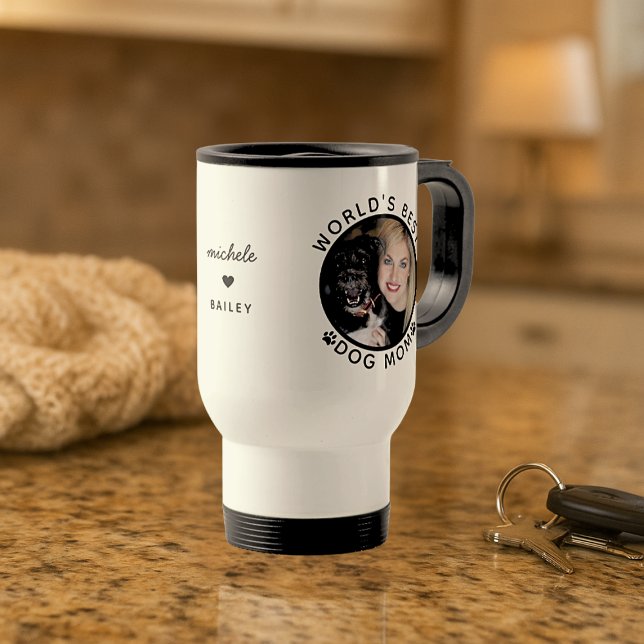 Das weltbeste Hunde-Mama-Individuelle Name-Foto Reisebecher (World's Best Dog Mom Custom Pet Name Photo Travel Mug)