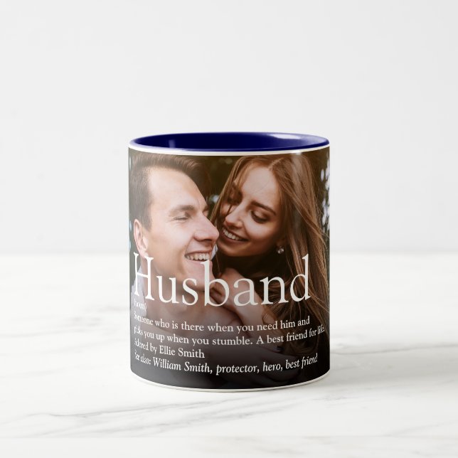 Das weltbeste Husband-Definition-Foto Zweifarbige Tasse (Mittel)