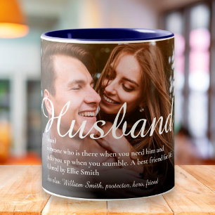 Das weltbeste Husband-Definition-Script-Foto Zweifarbige Tasse
