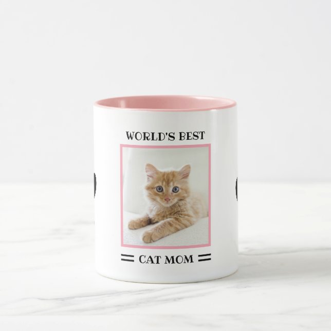 Das weltweit beste Cat Mama Custom Foto Personalis Tasse (Zentrum)