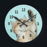 Das weltweit beste Cat Mama Custom Foto Runde Wanduhr<br><div class="desc">Weltbeste Cat Mama Custom Funny Pet Fotos Uhr</div>