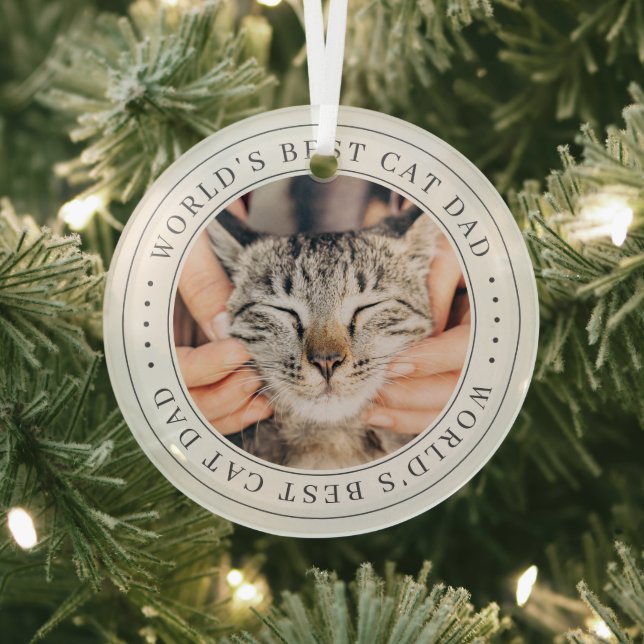 Das weltweit beste Cat Vater Classic Simple Foto Ornament Aus Glas (InSitu)