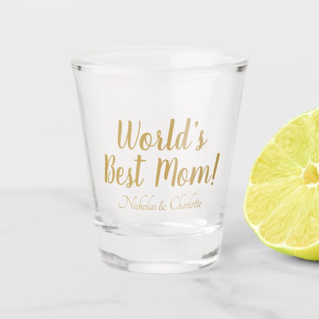 Das weltweit beste Goldskript für die Mama niedlic Schnapsglas (Vorderseite)