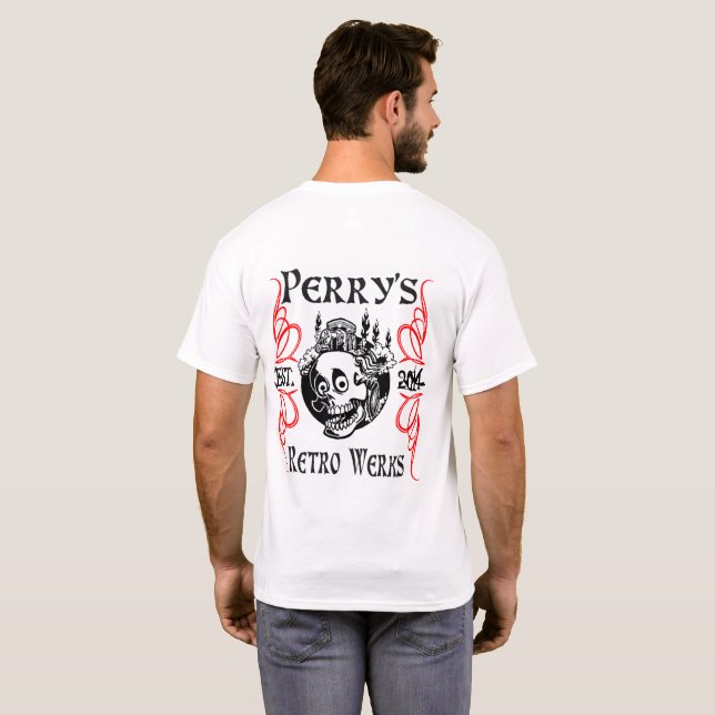 Das Werks des Perrys Retro Schädel-Shirt T-Shirt (Schwarz voll)