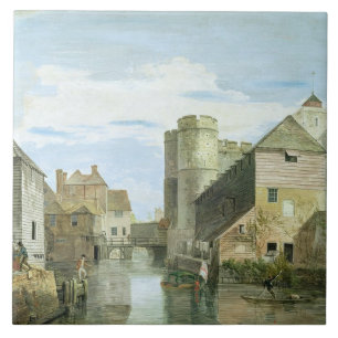 Das Westgate, Canterbury (bodycolour auf Papier) Fliese