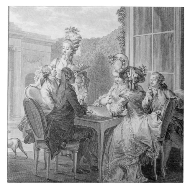 Das Whist Party, 1783, graviert durch Jean Dambrun Fliese (Vorderseite)