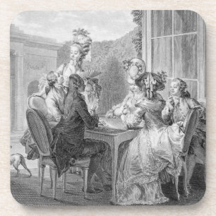 Das Whist Party, 1783, graviert durch Jean Dambrun Getränkeuntersetzer