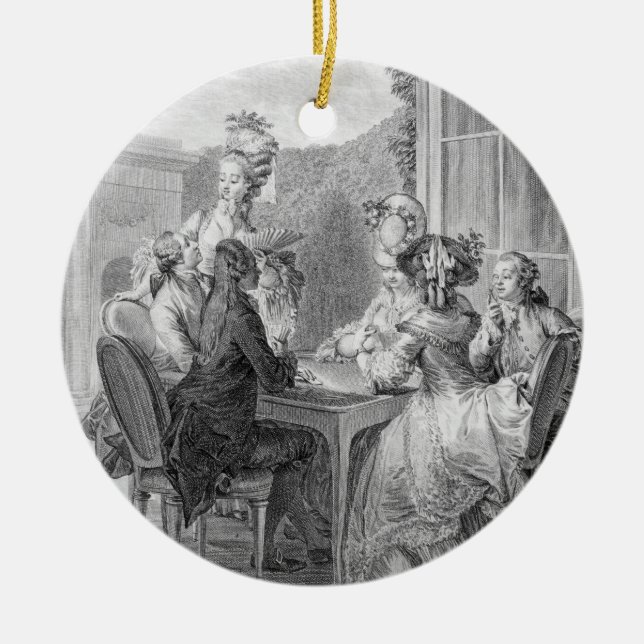 Das Whist Party, 1783, graviert durch Jean Dambrun Keramik Ornament (Vorne)