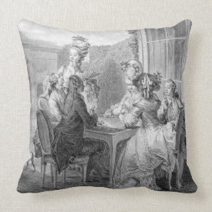 Das Whist Party, 1783, graviert durch Jean Dambrun Kissen