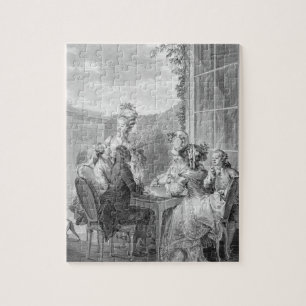 Das Whist Party, 1783, graviert durch Jean Dambrun Puzzle