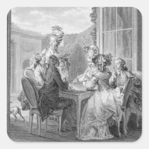 Das Whist Party, 1783, graviert durch Jean Dambrun Quadratischer Aufkleber