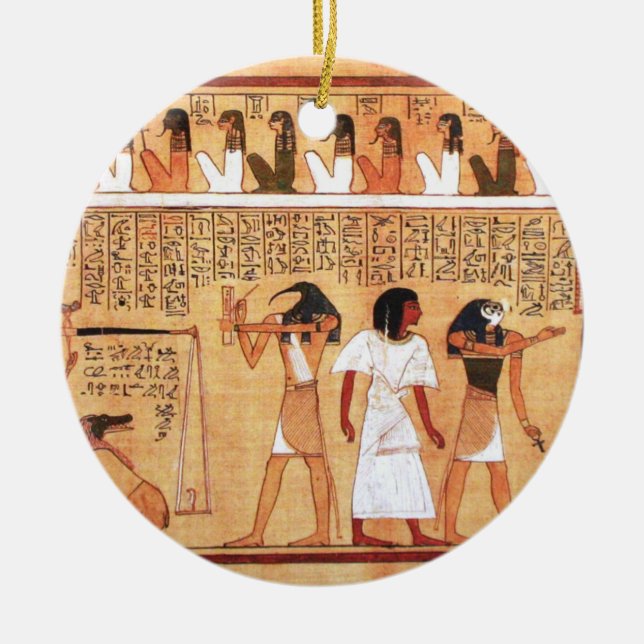 Das Wiegen des Herzens gegen Maats Feder Keramik Ornament (Vorne)