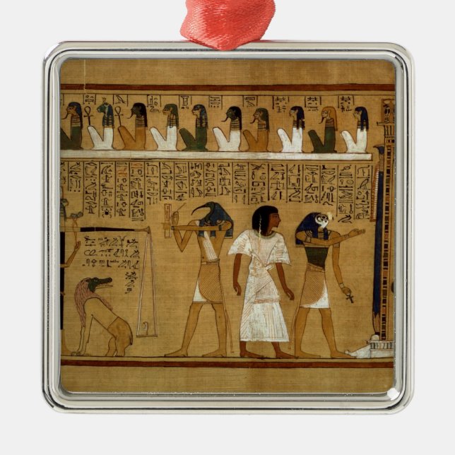 Das Wiegen des Herzens gegen Maats Feder Silbernes Ornament (Vorne)