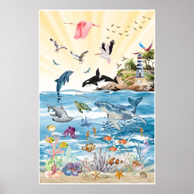 Das wilde Leben der Ozeane Wandkunstposter Poster (Vorne)