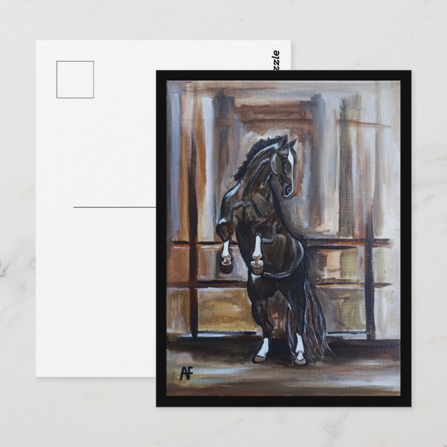 Das Wildpferd-Gemälde von Alfred Fox Postkarte (Vorne/Hinten)