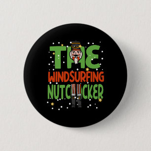 Das Windsurfen Nutcracker Funny Christmas Pajama Button