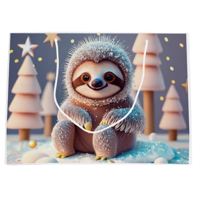 Das Winterwunderland von Snowy Sloth Große Geschenktüte (Vorderseite)