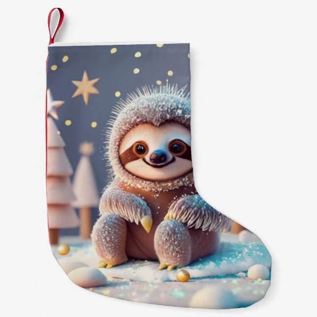 Das Winterwunderland von Snowy Sloth Kleiner Weihnachtsstrumpf (Vorderseite)