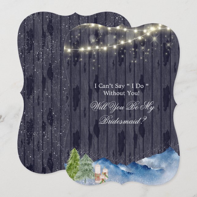 Das Winterwunderland wird meine Bridesmaid sein Einladung (Vorne/Hinten)