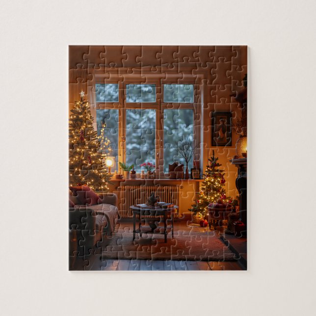 das Wohnzimmer zu Weihnachten Puzzle (Vertikal)