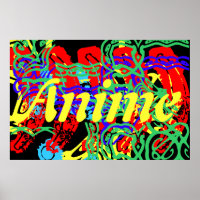 das Wort Anime mit einem Splash of Color