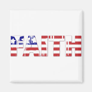 Das Wort "Glaube" mit amerikanischer Flagge Magnet
