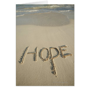 Das Wort "Hope" Sand am Strand mit