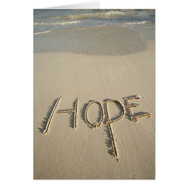 Das Wort "Hope" Sand am Strand mit (Vorne)
