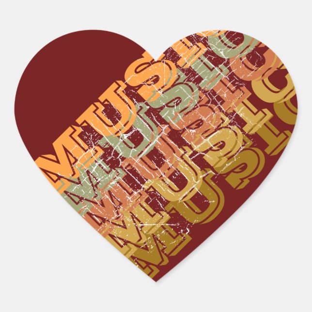 das Wort MUSIC Herz-Aufkleber (Vorderseite)