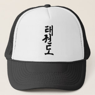 Das Wort Taekwondo in der koreanischen Truckerkappe