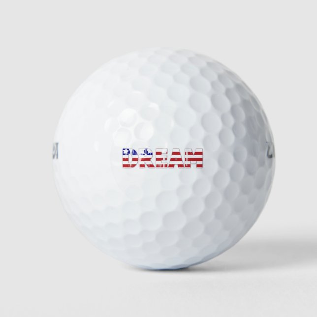 Das Wort "Traum" mit amerikanischer Flagge Golfball (Vorderseite)