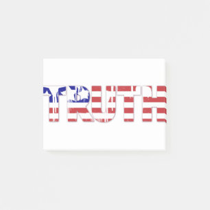 Das Wort "Wahrheit" mit amerikanischer Flagge Post-it Klebezettel