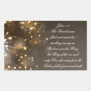 Das Wort wurde zu Fleisch Bibel Verse, John 1:14 Rechteckiger Aufkleber