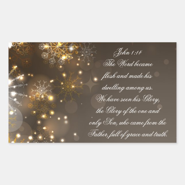 Das Wort wurde zu Fleisch Bibel Verse, John 1:14 Rechteckiger Aufkleber (Vorderseite)