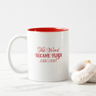 Das Wort wurde zu Fleisch Weihnachtsblüte Verse Re Zweifarbige Tasse