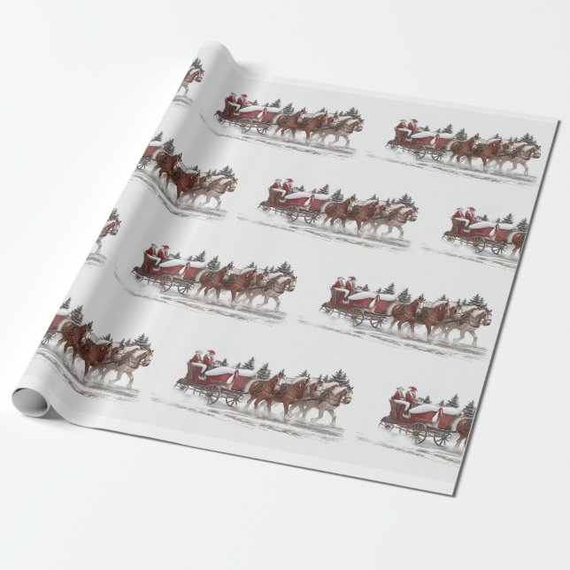 Das Wrapping Paper des Santa's Country Sleigh Ride Geschenkpapier (Ungerollt)