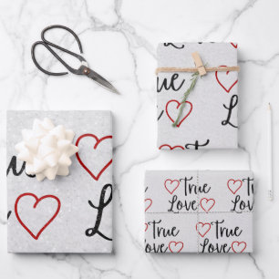 Das Wrapping Paper von True Love Black Glitzer Geschenkpapier Set