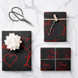 Das Wrapping Paper von True Love Red Glitzer Geschenkpapier Set