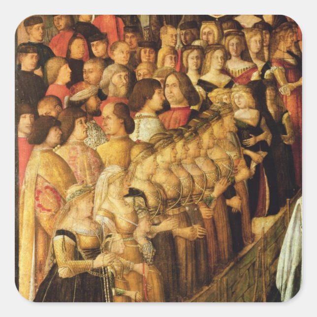 Das Wunder des Kreuzes auf der Brücke San Lorenzo, Quadratischer Aufkleber (Vorderseite)