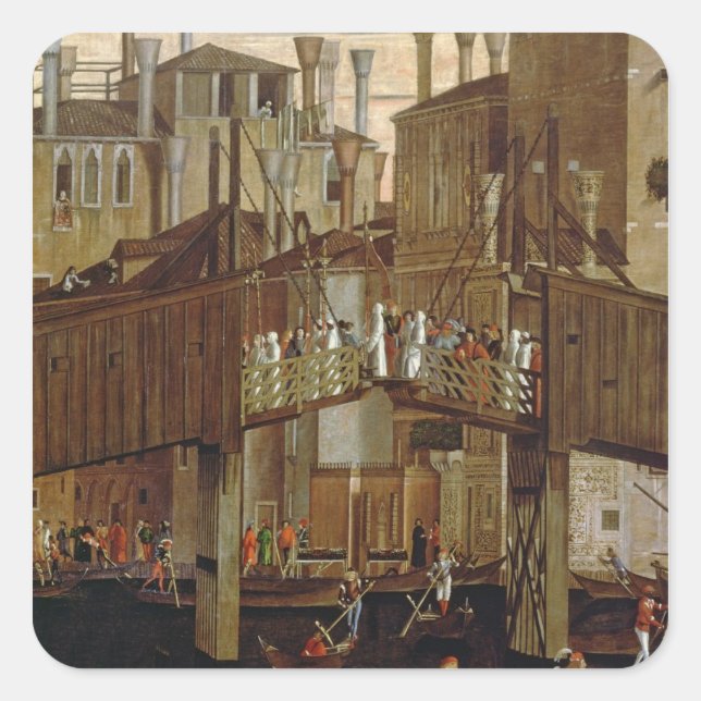 Das Wunder des Relikts des Heiligen Kreuzes, Detai Quadratischer Aufkleber (Vorderseite)