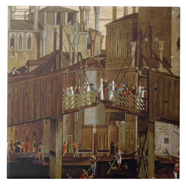 Das Wunder des Relikts des heiligen Kreuzes, Fliese (Vorderseite)