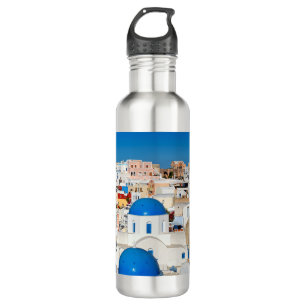 Das wunderschöne Oia in Santorin, Griechenland Edelstahlflasche