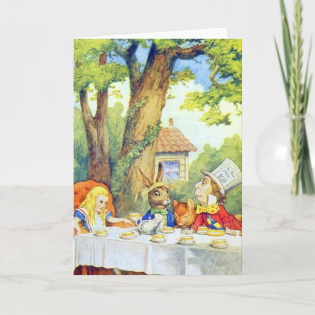 Das wütende Hutmacher-Tee-Party farbenreich Karte (Vorderseite)