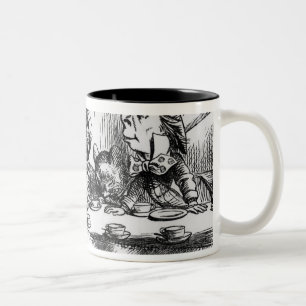 Das wütenden der Tee-Party des Hutmachers Zweifarbige Tasse