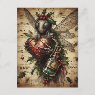 Das Yule-Insekt Vintage-KI-Kunstwerk Postkarte