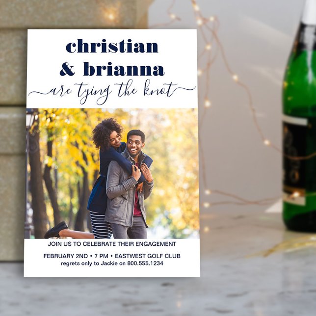 Das Zählen der Verlobung für das Knot Elegante Scr Einladung (Photo Engagement Party Invite from my Engagement Party Invitations Collection)