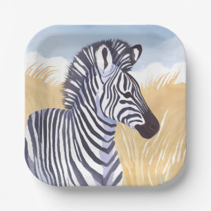 Das Zebra Wasserfarbe Safari Tier Natur Pappteller