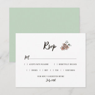 Das Zeichen der Hochzeit sagt rustikale Doodle Flo RSVP Karte