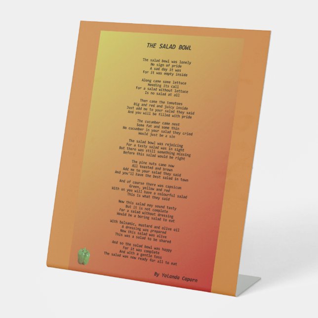 Das Zeichen des Salad Bowl Pedestes Sockelschild (Vorderseite)